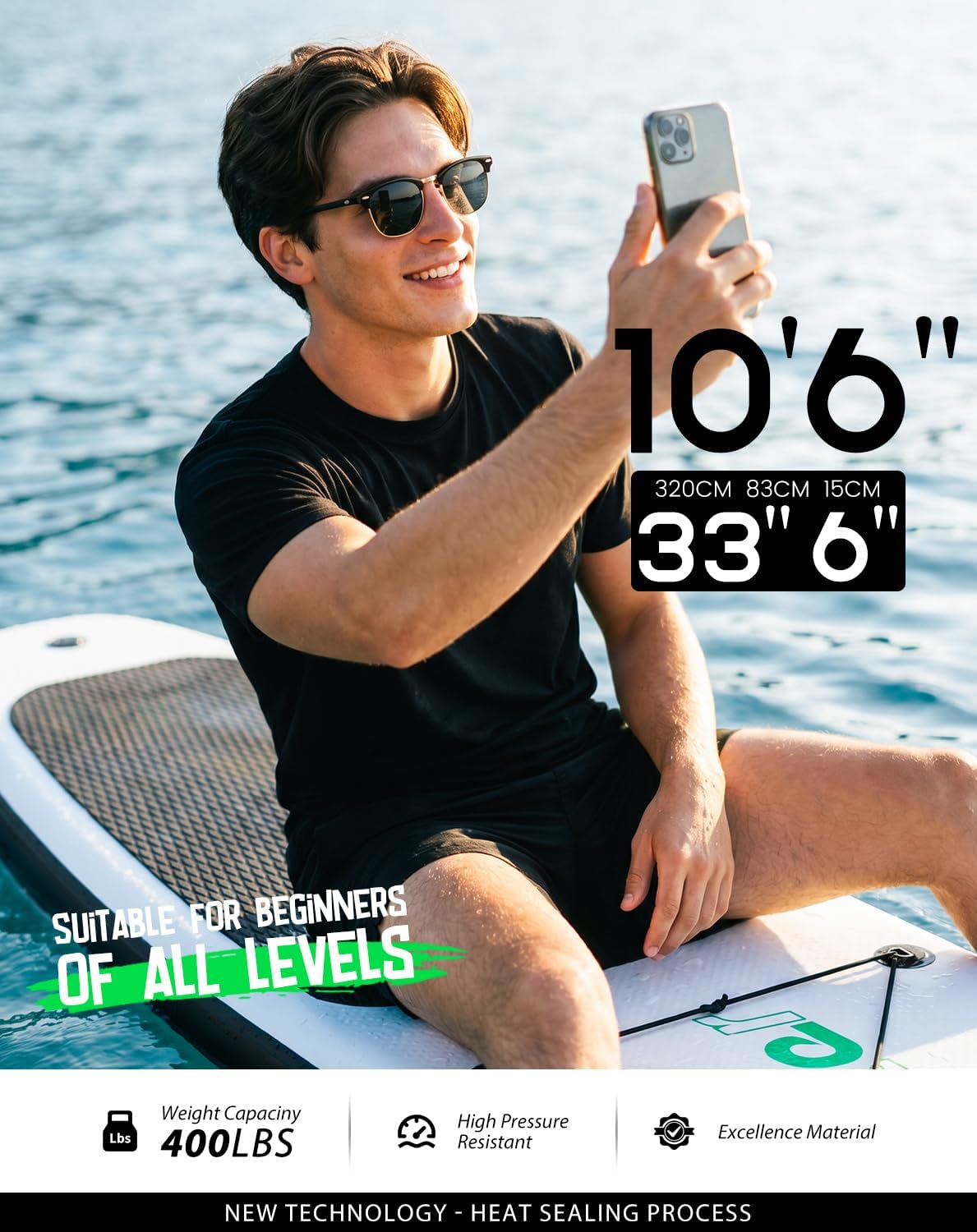 FunWater Inflatable Ultra-Light Stand Up Paddle Board for All Skill Levels with Premium SUP Paddleboard Accessories,Non-Slip Comfort Deck for Youth & Adults