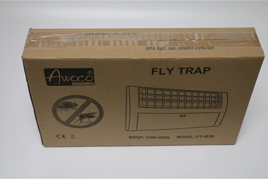 Awoco LED 13W 100V-240V Wall Mount Sticky Fly Trap Lamp XL 78' Extra Long Power Cord for Capturing Flies, Mosquitoes, Moths and Flying Insects (Fly Trap XL + 6 Glue Boards)