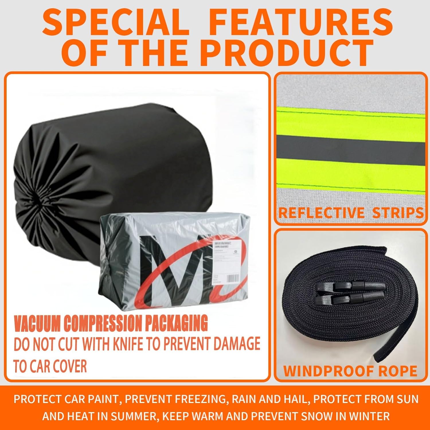 Winter Heavy Duty Car Cover for Ford Edge SEL 2023-2025– 5-Layer Waterproof All-Weather Car Cover for Hail Protection Snowproof, Windproof, UV & Sun Protection
