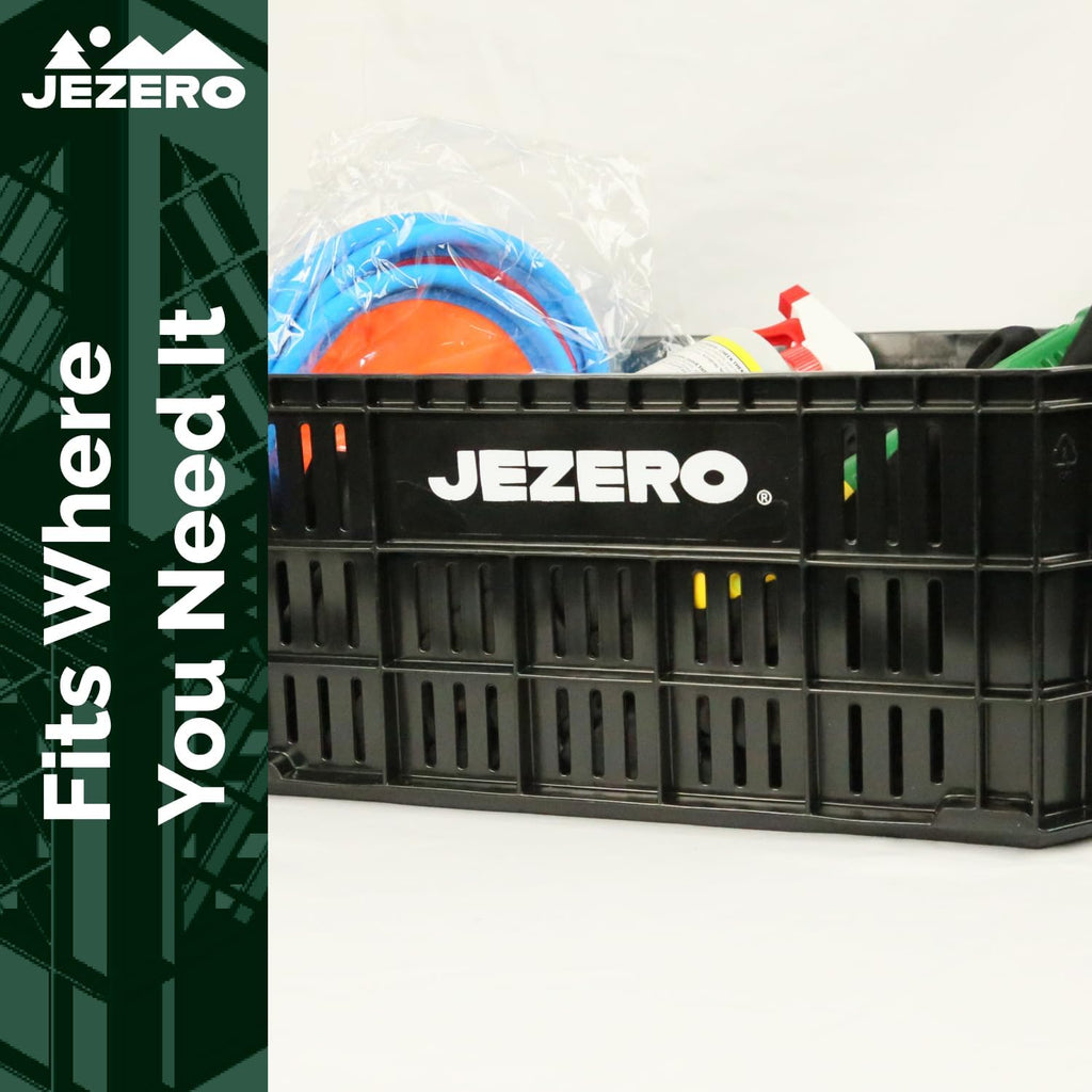 JEZERO Black 6-Pack Harvest Storage Crate – Stackable Plastic Tote Box for Fruit & Vegetables, Kitchen, Pantry, Closet, Car & Outdoor Use | Open Utility Bin, 20' x 12' x8'