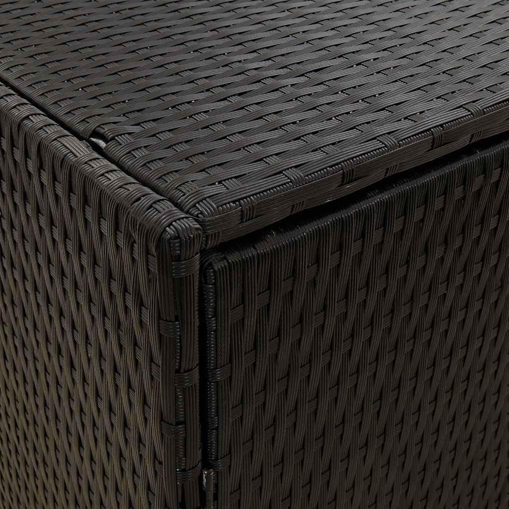 vidaXL Garden Storage Cabinet, Outdoor Tool Chest, Black Poly Rattan with Solid Acacia Wood Door Knobs, Powder-Coated Steel Frame, Weather-Resistant Design, 39.4'x21.9'x31.5'
