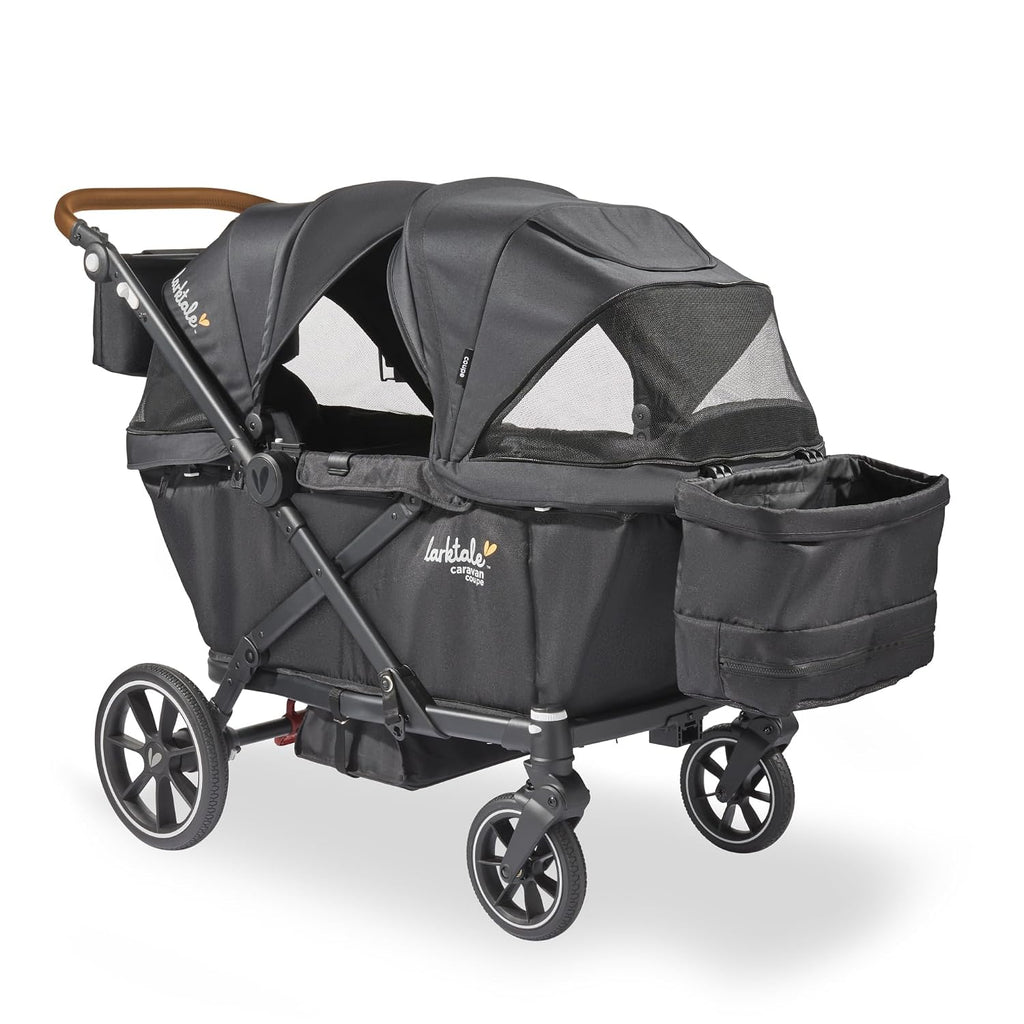 Larktale Caravan Coupe V2, Byron Black - Compact Stroller/Wagon for Kids & Babies - Seats up to Two with 147 lbs. Total Weight Capacity - Dual Sun Canopies, Reclining Seats - 2024 Version