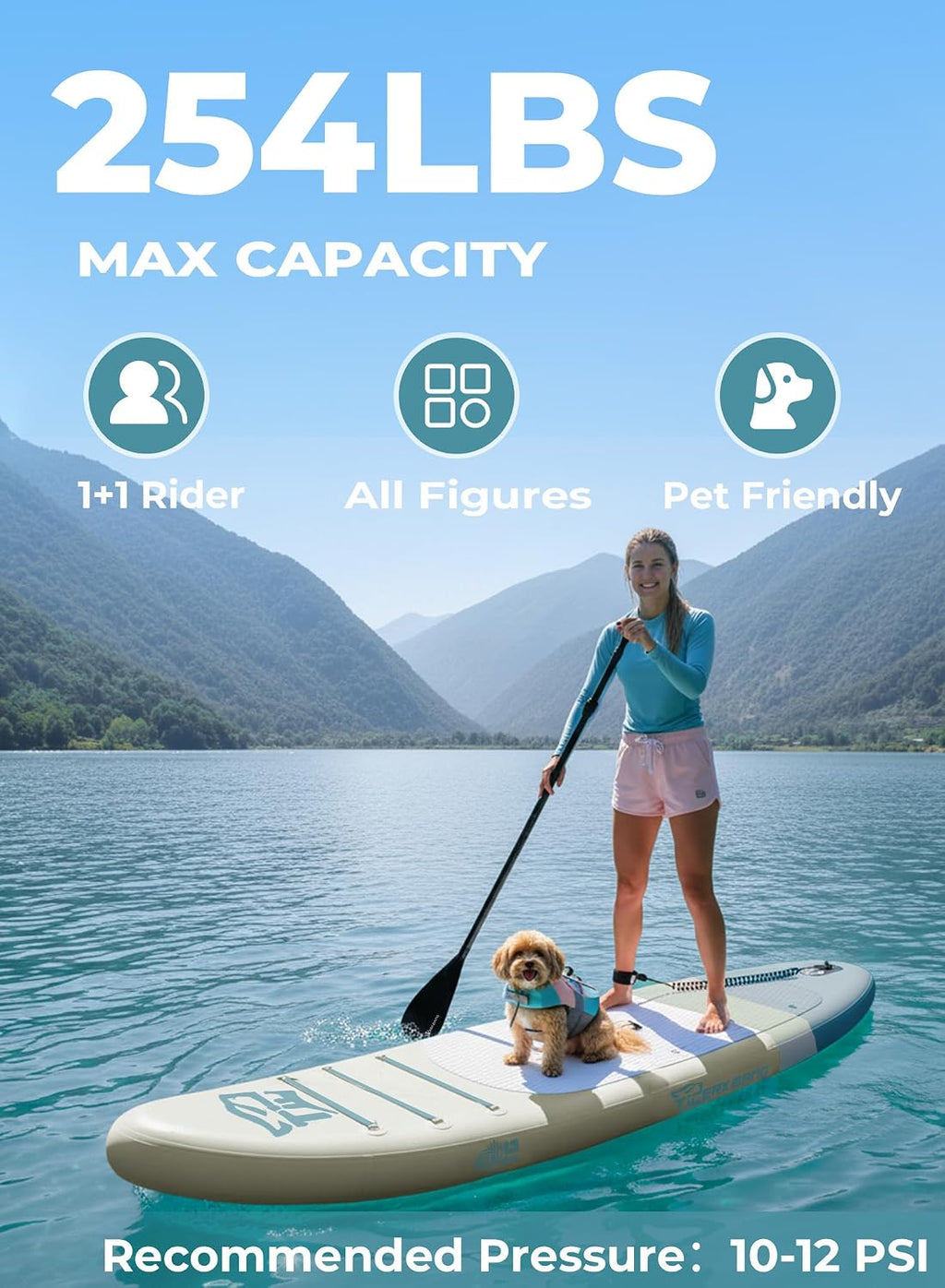 TIGERXBANG 11'6'/11'/10' Inflatable Paddle Board with Complete Accessories, Versatile Premium Paddle Boards for Adults/Youth, Stand Up Paddle Board Polar/Wave/Sunny Wave Collection