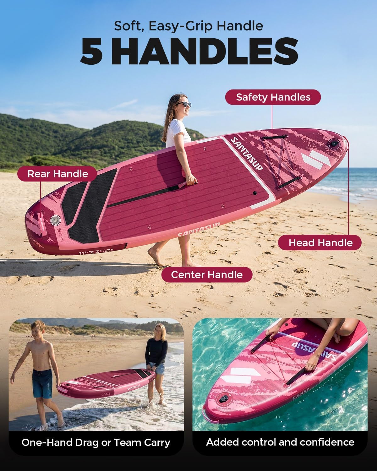 Inflatable Stand Up Paddle Board with SUP Accessories, Anti-Slip EVA Deck, 10'6'/11' Wide Stance Board, Sup Board for Adults & Youth of All Skill Levels Backpack