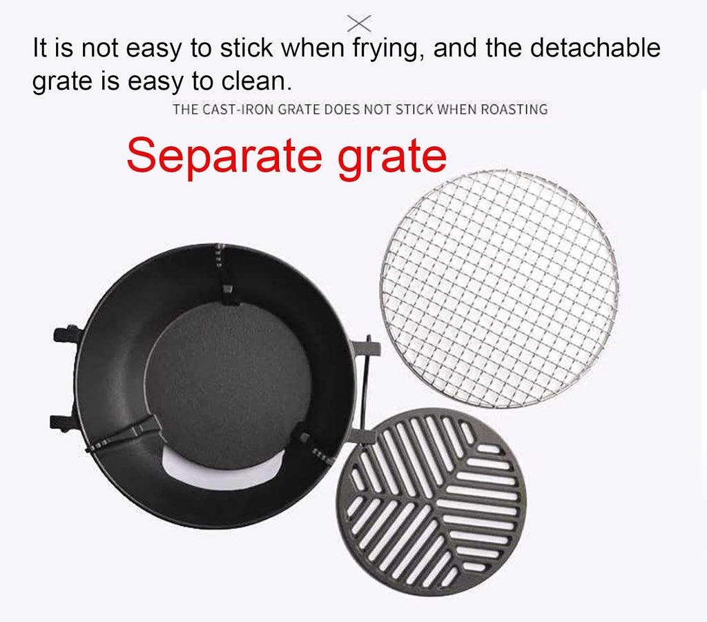 Charcoal Barbecue Grill Portable BBQ Grill Korean BBQ Grill Stainless Steel Camping Grill Stove Carbon Barbecue Grill Tabletop Smoker Grill for Outdoor,Indoor and Picnic,26cm