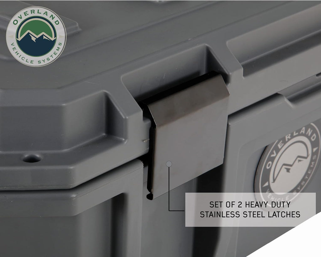 Overland Vehicle Systems 40100031 Dark Gray 169 QT Dry Box Storage with Wheels, Drain, and Bottle Opener | Waterproof Seal | Heavy-Duty Latches and Nylon Handles | Keeps Gear Safe, Dry and Organized