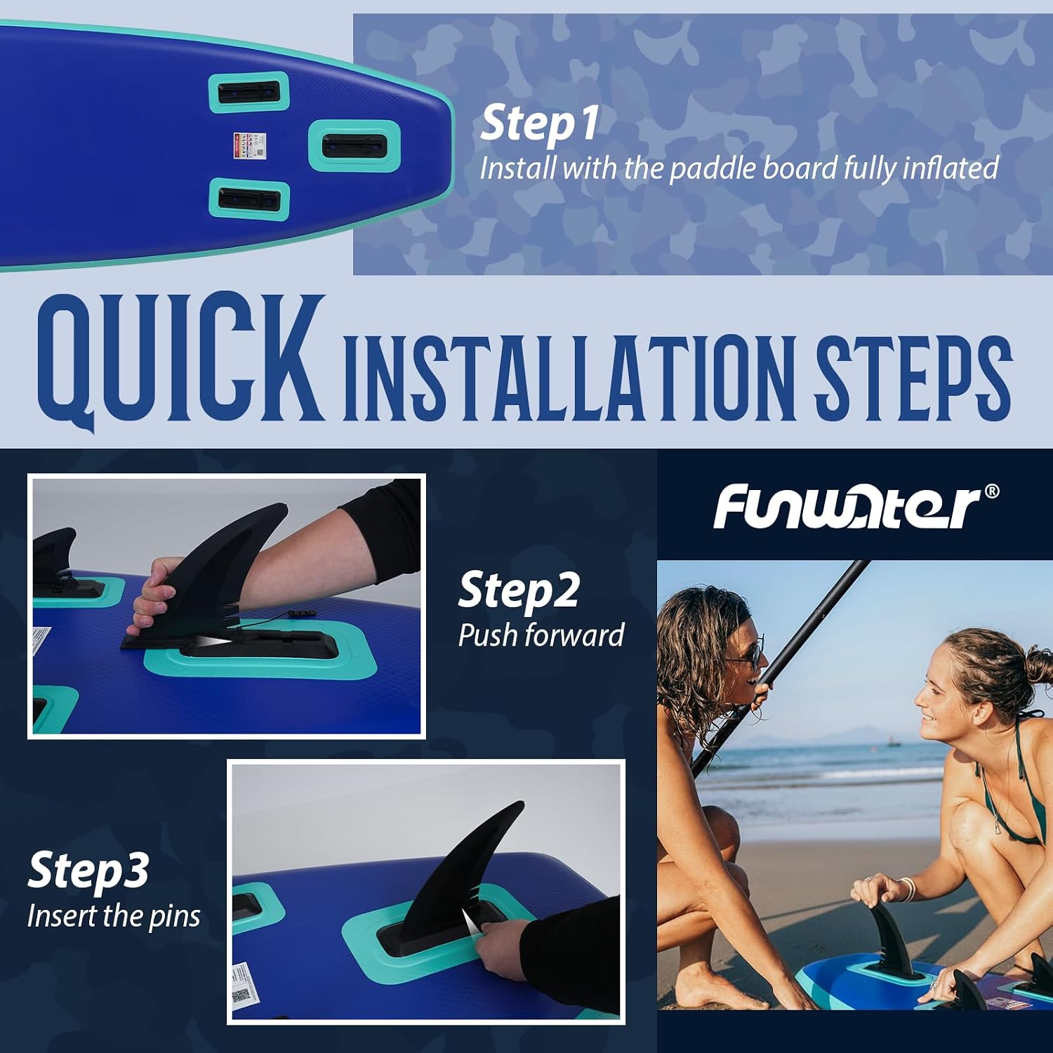 FunWater Inflatable Stand Up Paddle Board with Premium SUP Paddleboard Accessories, Anti-Slip EVA Deck, 11'6''/11'/10'6'' Paddle Boards for Adults & Youth of All Skill Levels