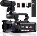 Camcorder Video Camera 6K 64MP IR Night Vision Vlogging Camera for YouTube 18X Digital Zoom 4.0 Inch Touch Screen Video Camera with WiFi, Microphone, Remote Control, 64GB SD Card,Stabilizer