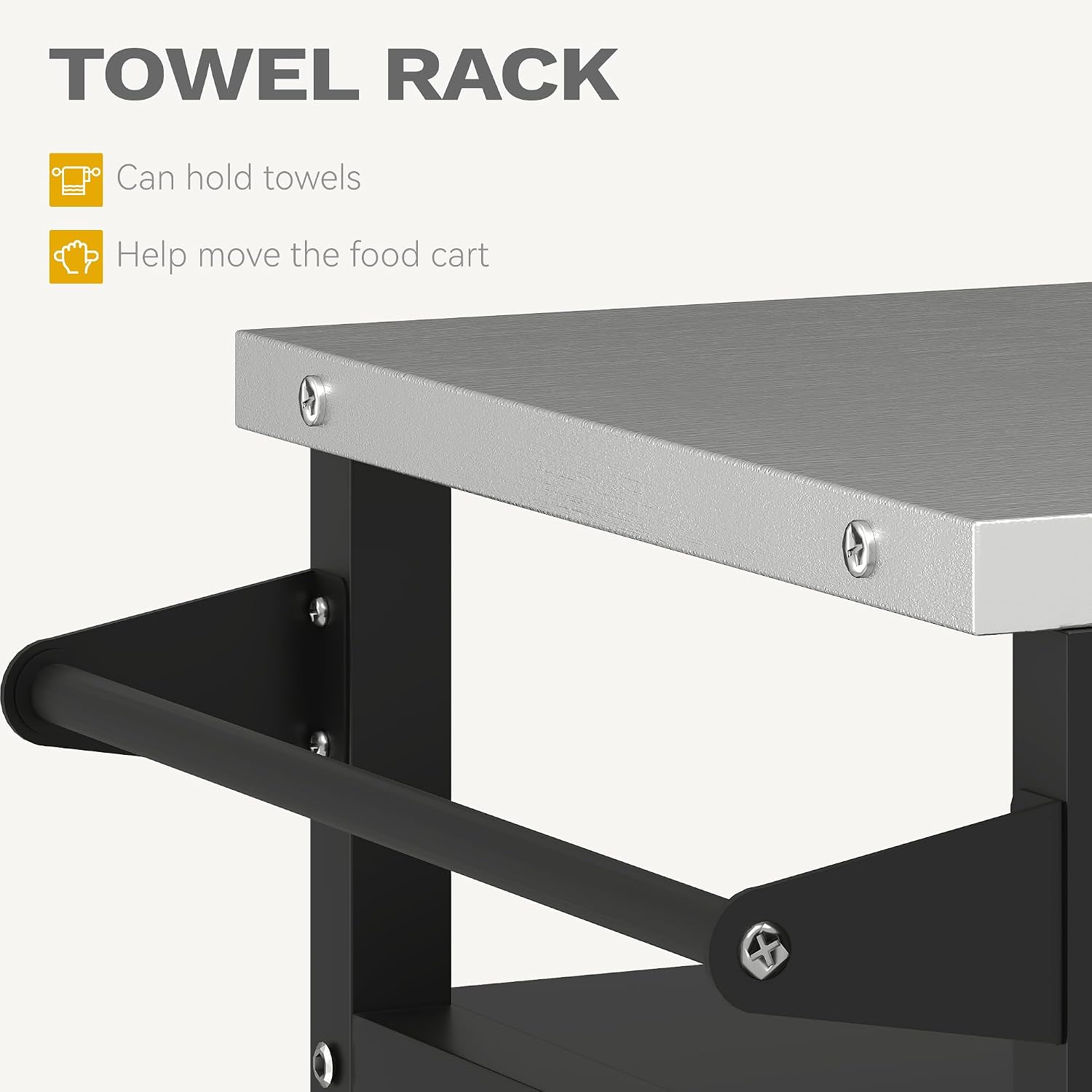 DWVO Outdoor Grill Table,Outdoor Kitchen Island with Stainless Steel Top and Wheels,Grilling Cart for Kitchen Prep,BBQ,Grilling Accessories