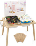 Easyego Sensory Table for Toddlers Kids Play Wooden Sand Water Table with Can DIY Creation Pegboard & Foldable Storage Bins for Indoor and Outdoor Use,Birthday Gifts for Boys and Girls - Natural Color