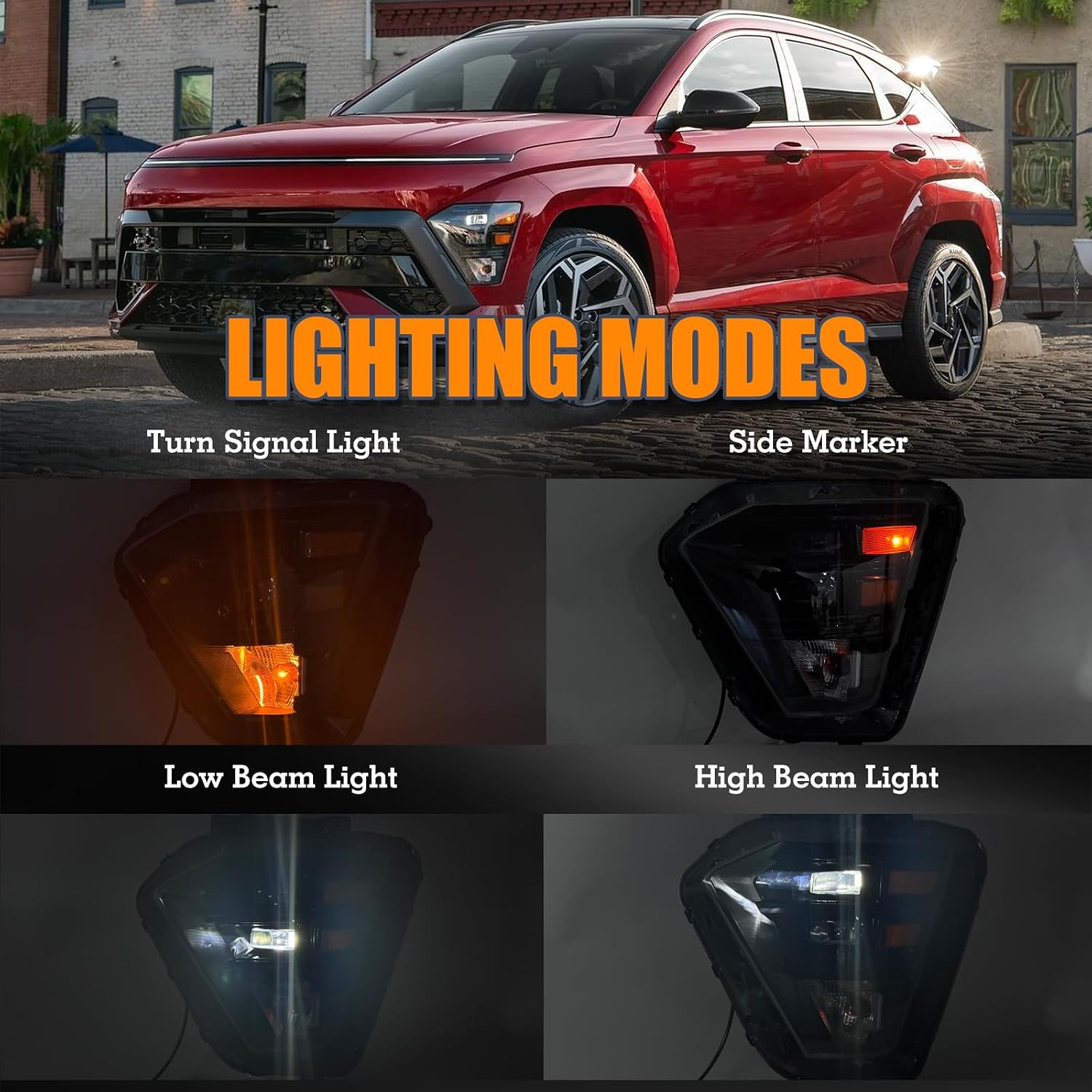 LH LED Headlight W/Halogen Turn Signal Assembly Compatible with 2024 2025 Hyndai Kona SE/SEL/N Line Headlamp Left Driver Side 92101-BE020