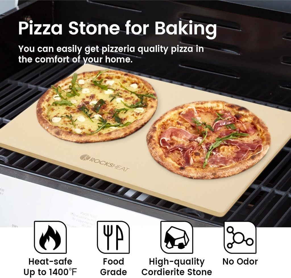 Pizza Stone, Rectangular Extra Large 23.6' x 15.8' x 0.6' Pizza Stones for Oven Grill, Industrial Commercial Heavy Duty Cordierite Baking Stone for Pizza Bread, Pizza Accessories, 14.19 lbs