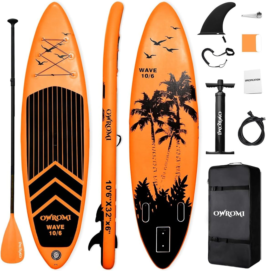 SUP Inflatable Stand Up Paddle Board 10'6' Ultra-Light Thick Paddleboard for All Skill Levels ISUP Paddle Board with Accessories, 10/6 Inflatable Paddle Boards for Adults & Youth