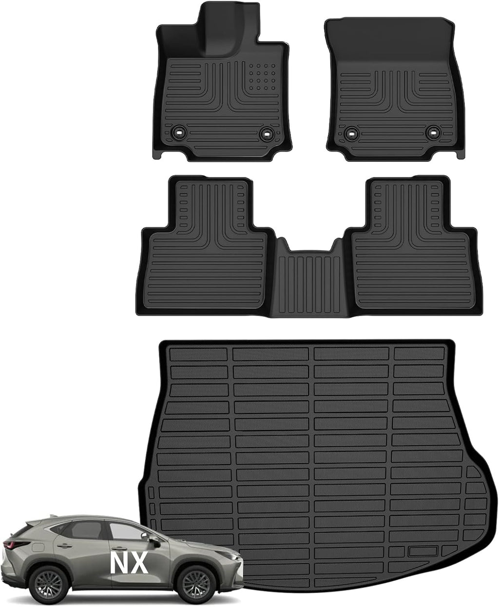 Wayhigh® Floor Mats & Cargo Liner for 2022-2026 Lexus NX / NX250 / NX350 / NX350 F Sport / NX350h / NX450h+ / NX450h+ F Sport, All Weather TPE Car Mats Heavy Duty, Floor Mats Custom for NX Accessories