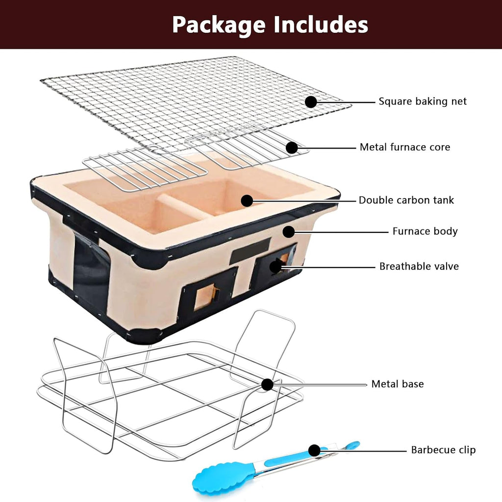 AIZYR Portable Japanese Barbecue Grill Multifunctional Charcoal Barbecue Grill,Korean Table BBQ for Outdoor Barbecues Camping Traveling