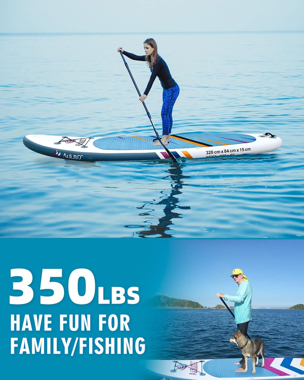Inflatable Paddle Board for Adult, Paddle Board for All Skill Levels, Wide SUP Board with Primium Accessories Include SUP Carry Bag, Hand Pump, 10L Waterproof Bag