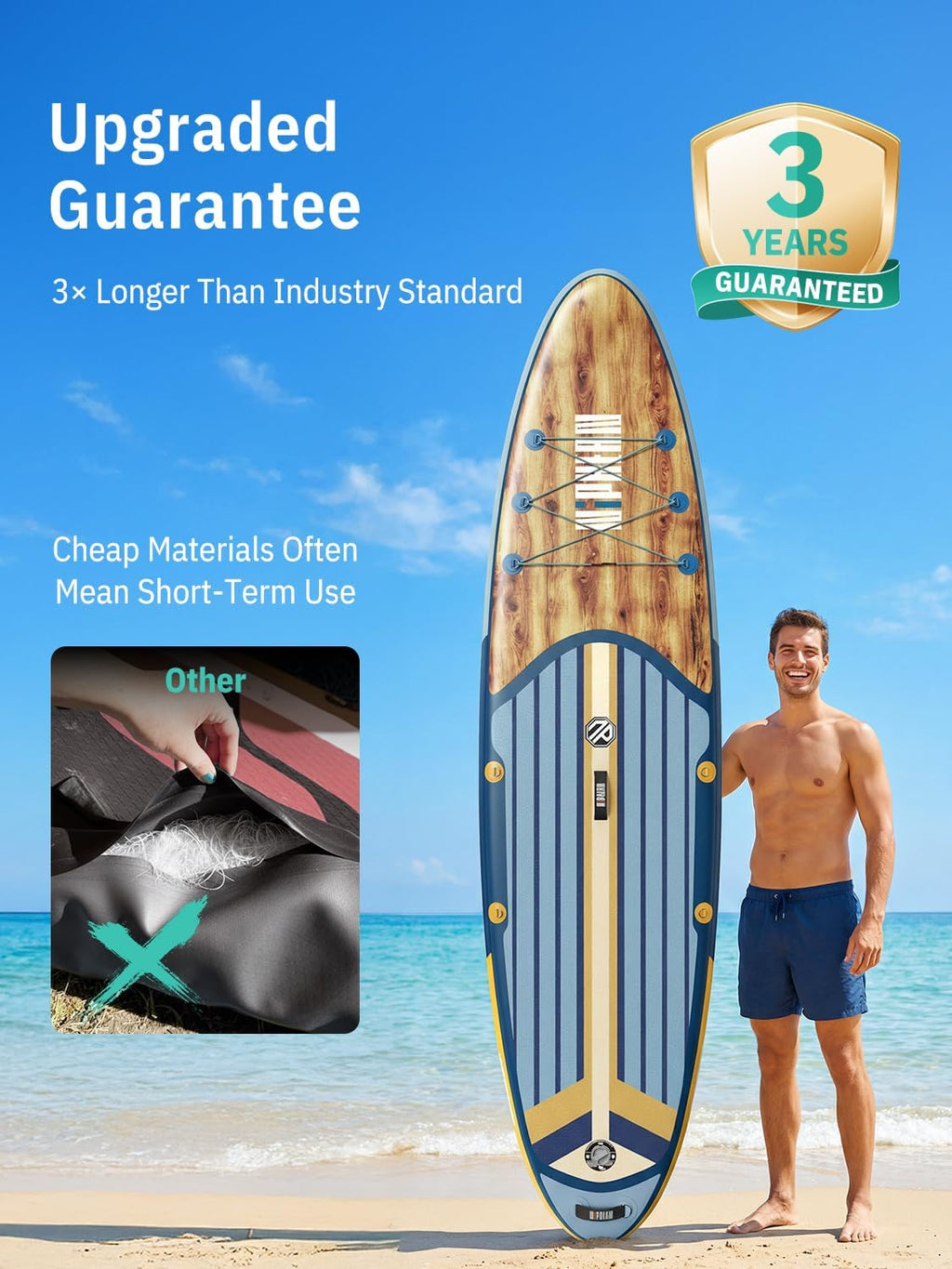 Niphean Inflatable Stand Up Paddle Board with SUP Accessories, Anti-Slip EVA Deck, 10'6'' Inflatable Paddle Boards for Adults & Youth of All Skill Levels