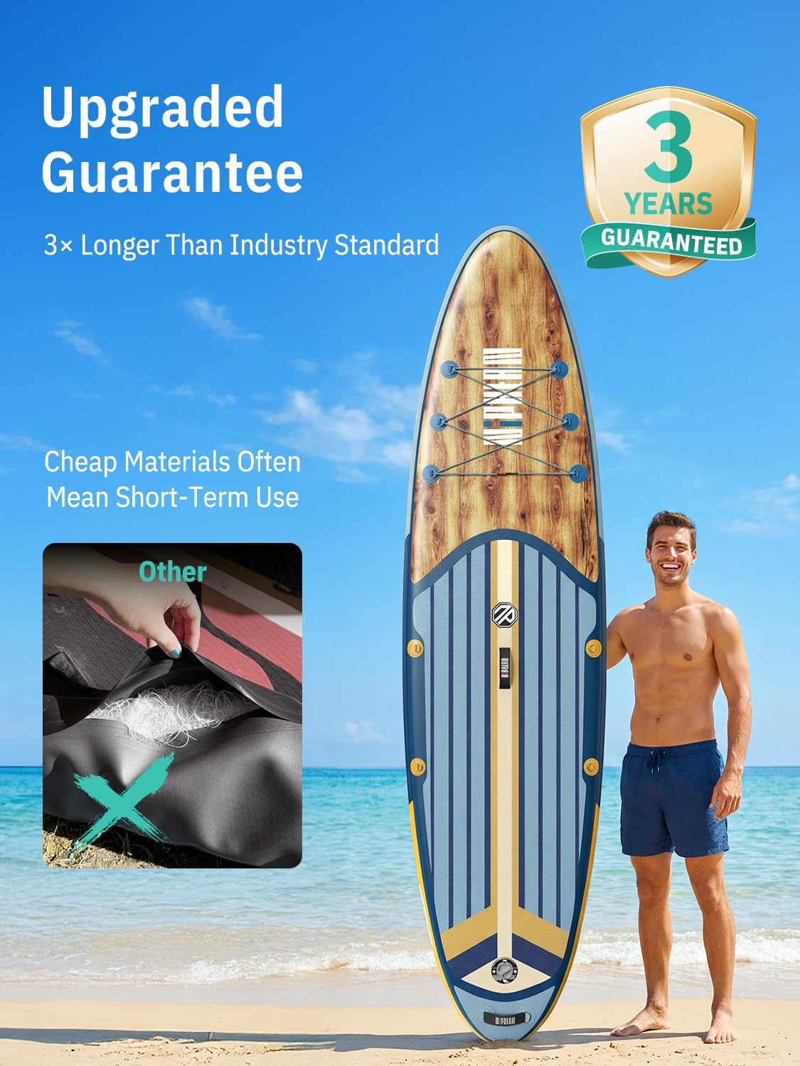 Niphean Inflatable Stand Up Paddle Board with SUP Accessories, Anti-Slip EVA Deck, 10'6'' Inflatable Paddle Boards for Adults & Youth of All Skill Levels