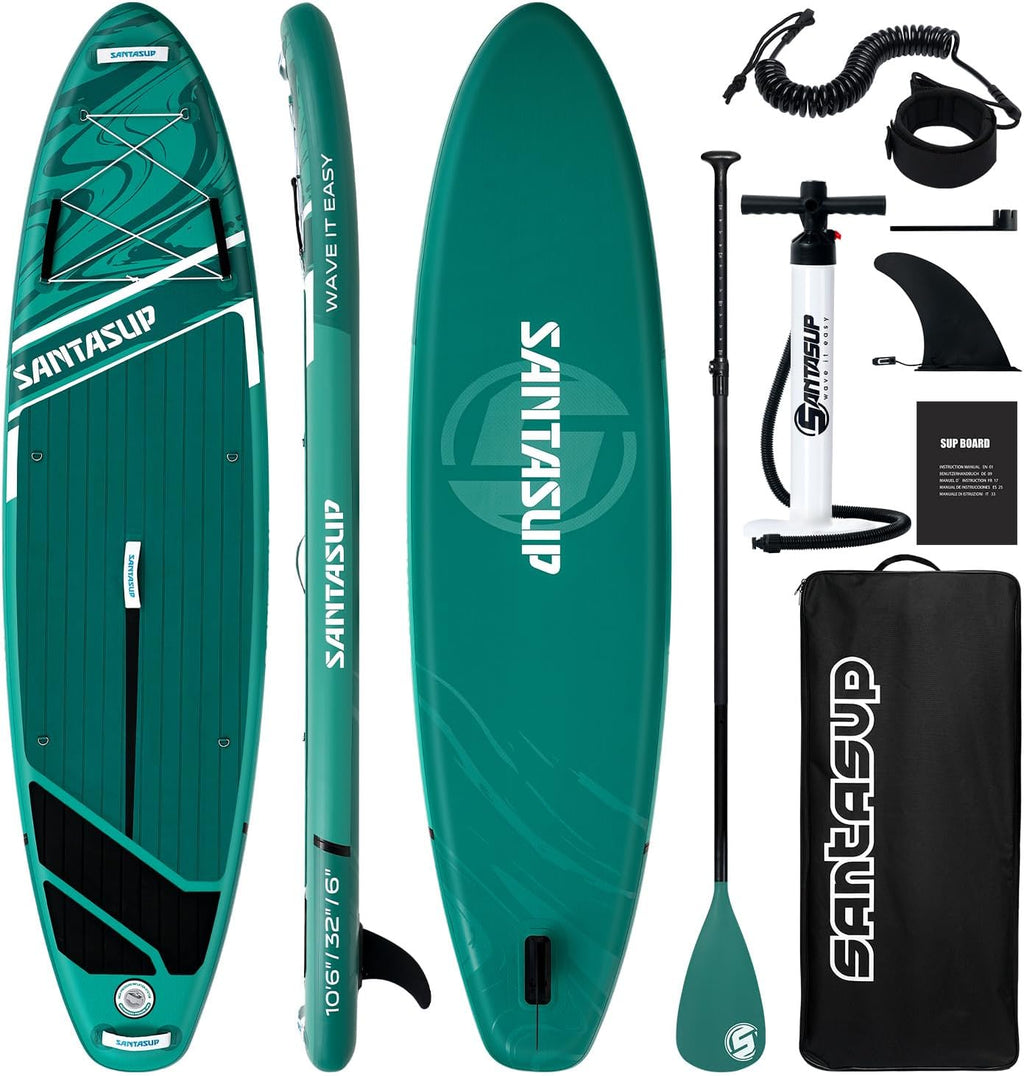 Inflatable Stand Up Paddle Board with SUP Accessories, Anti-Slip EVA Deck, 10'6'/11' Wide Stance Board, Sup Board for Adults & Youth of All Skill Levels Backpack