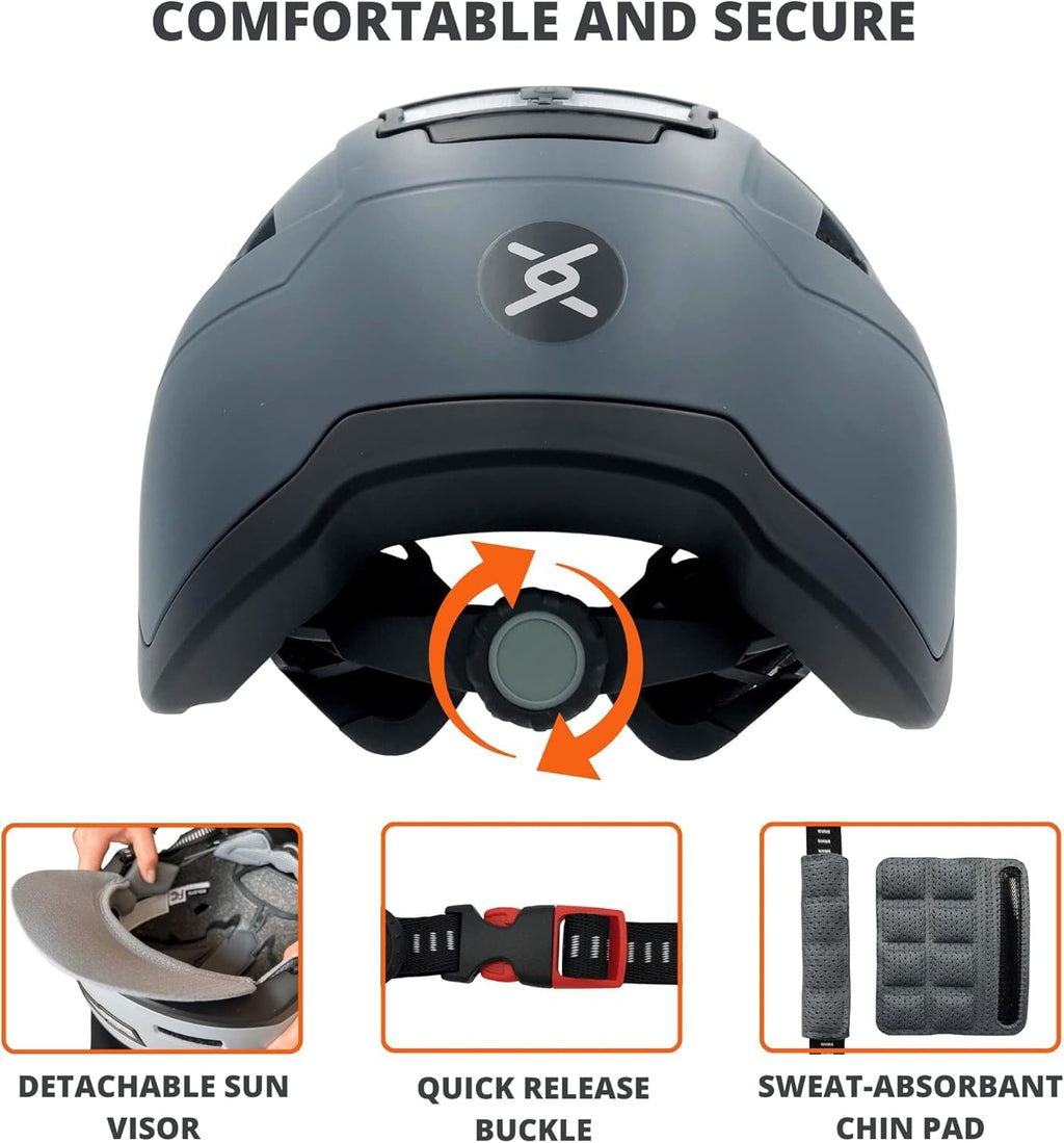 XNITO Kid Bike Helmets for Boys and Girls | Fit Head 51-54cm Circumference | CPSC & NTA-8776 Dual Certified | Multi-Sport Helmets with LED Lights, Magnetic Buckle, Detachable Visor