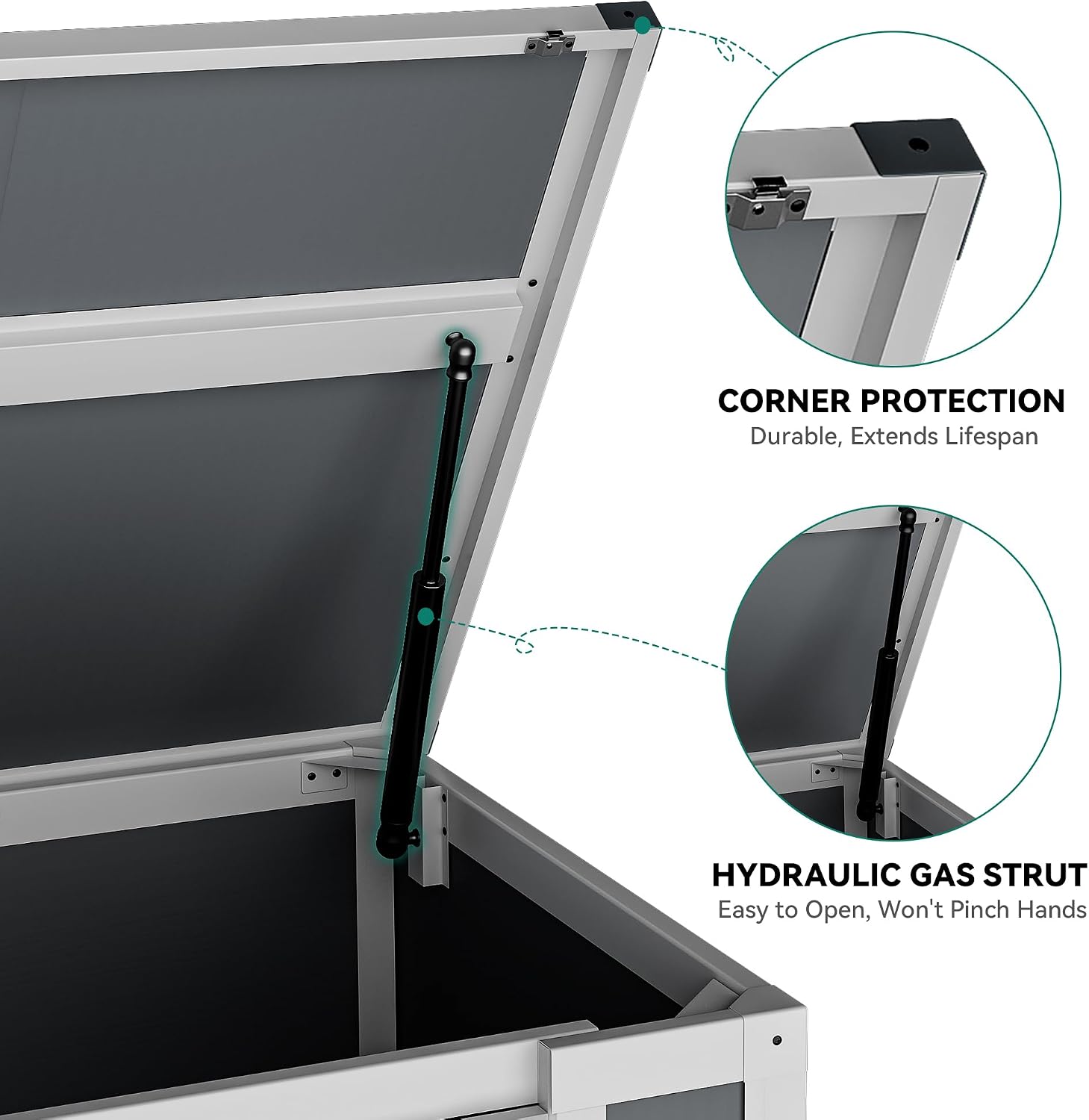 DWVO 41 Cu.ft Outdoor Storage Shed, 4.7x2.5 FT Horizontal Resin Tool Shed with Hydraulic Gas Rod and 3 Locks for Garden, Trash Cans, All-Weather Outdoor Storage, Lockable, Gray