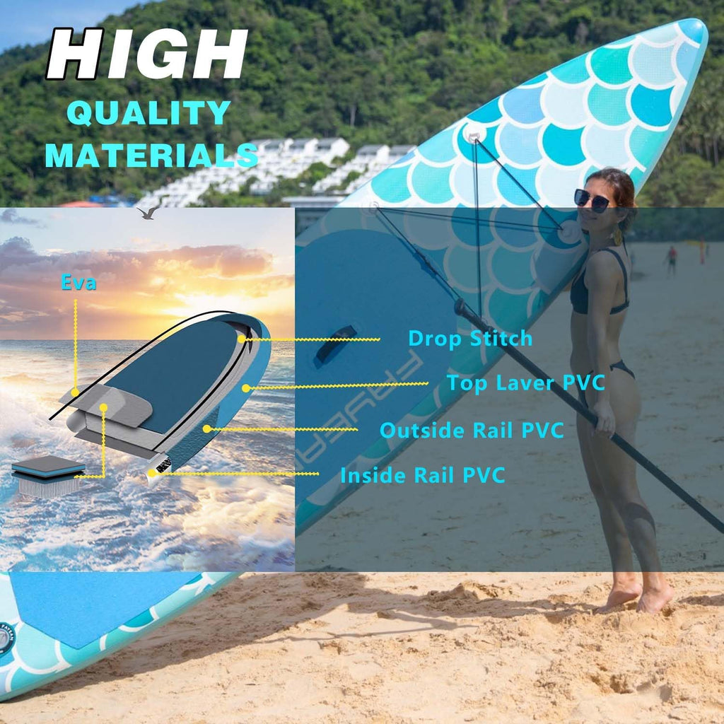 Inflatable Paddle Board,Extra Wide 10.6'/11' Stand Up Paddle Board with Sup Accessories,400lbs Capacity for Family with Safety Leash, All Skill Levels Sup for Yoga,Fishing,Surfing