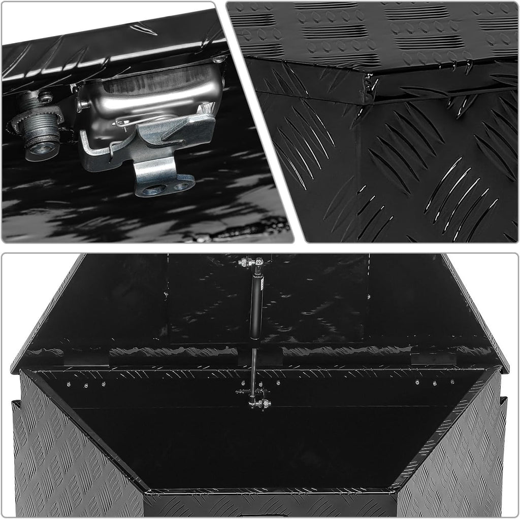 DNA MOTORING Truck Tool Box, Aluminum, Lockable, 32.5'L x 18'W x 16'H, Black, Modern Style, Water Resistant, Flip Top Hinge, TBOX-T5-012-BK