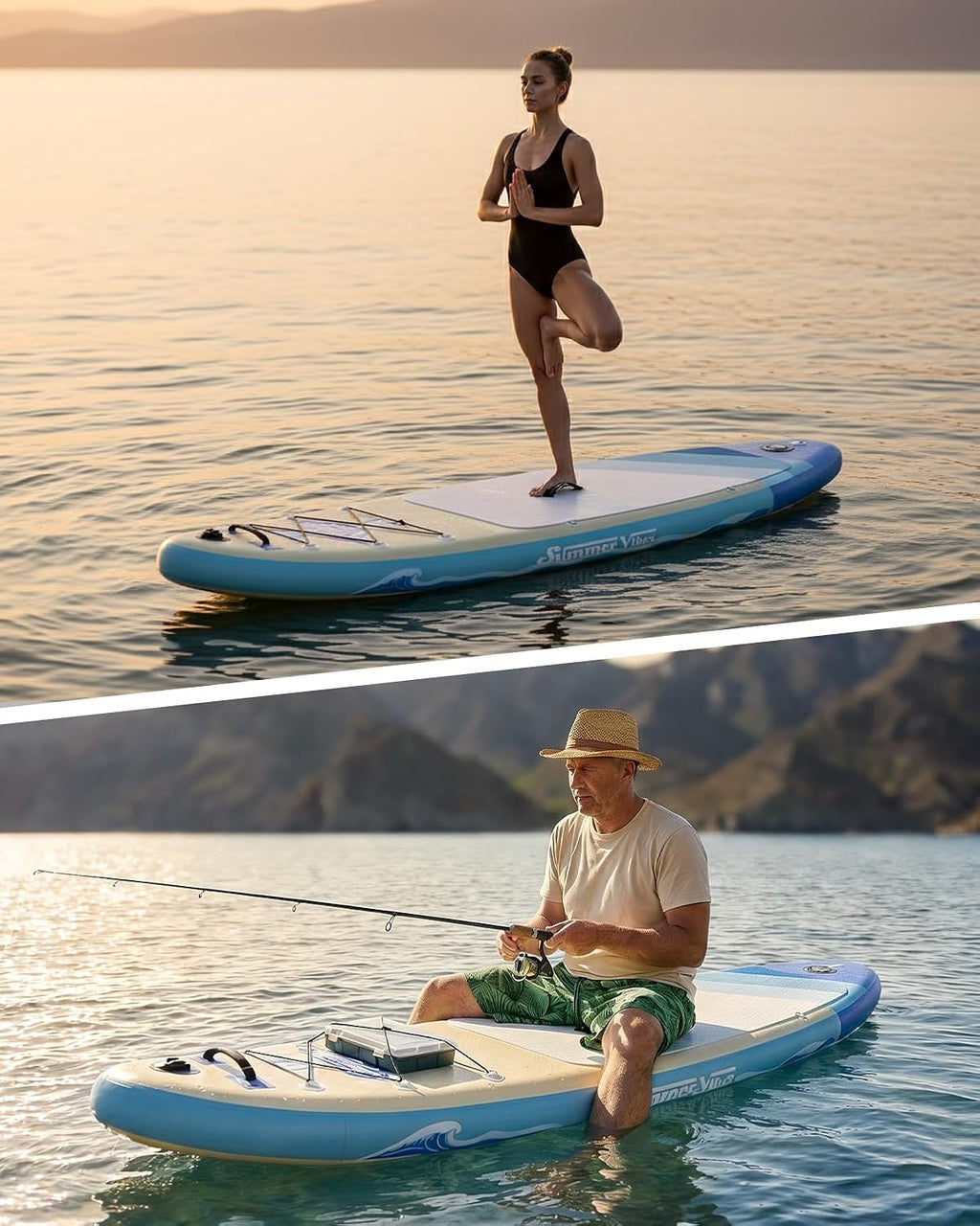 YOTTOY Inflatable Stand Up Paddle Board,Stable Lightweight 10'5' SUP with Non-Slip EVA Deck, Premium Paddleboard Accessories, Three-Fin System & Carry Bag,All-Around Inflatable SUP