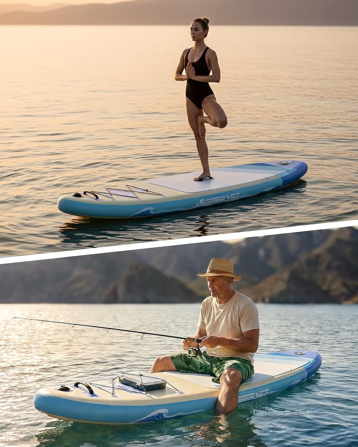 YOTTOY Inflatable Stand Up Paddle Board,Stable Lightweight 10'5' SUP with Non-Slip EVA Deck, Premium Paddleboard Accessories, Three-Fin System & Carry Bag,All-Around Inflatable SUP