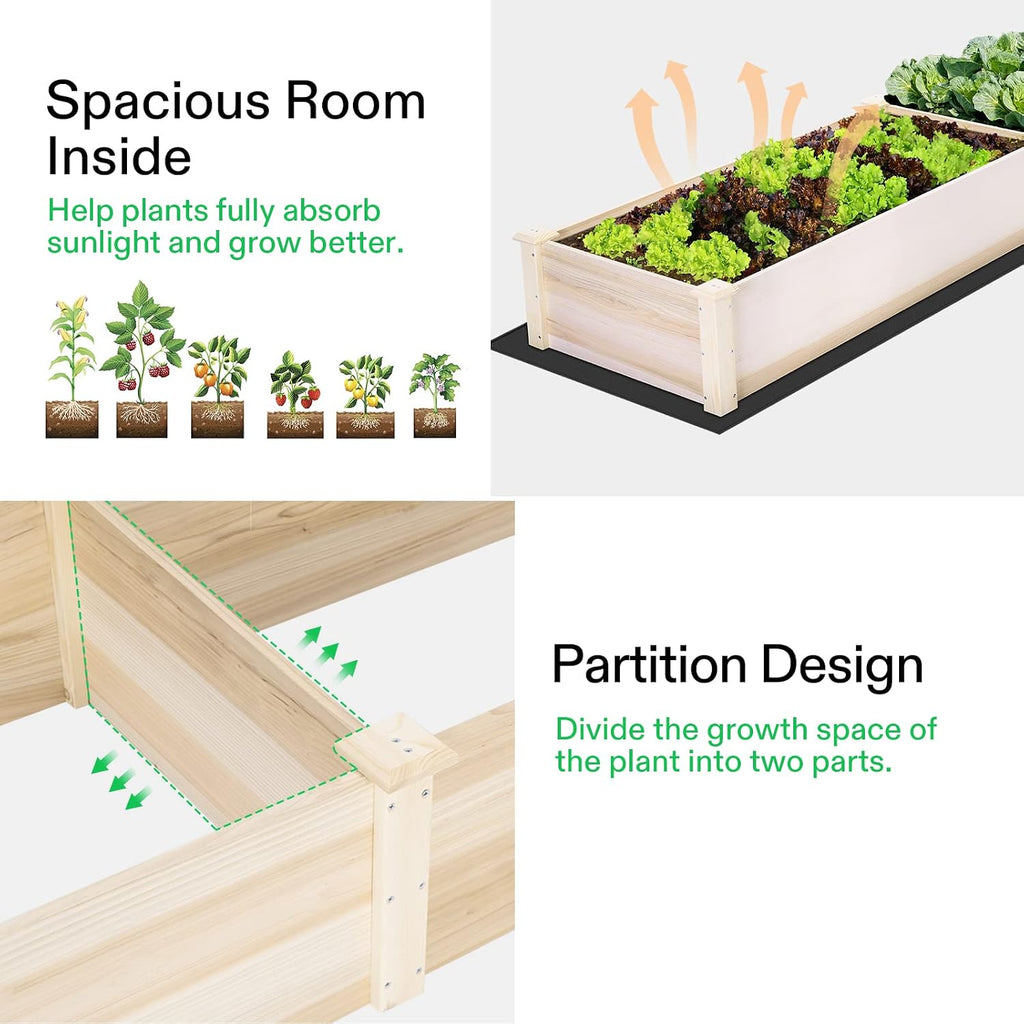VIVOSUN Wooden Raised Garden Bed, 48 x 24 x 30 Inches, Outdoor Wood Planter Box with Gloves and a Liner, with Trellis for Vine Climbing for Garden, Patio, Balcony, Backyard and Outdoors (Pack of 2)
