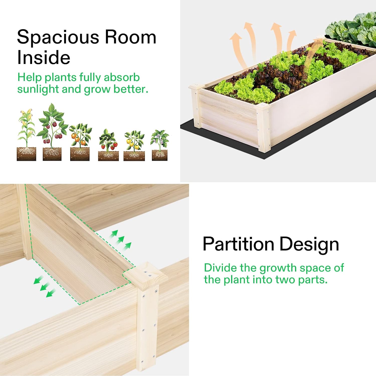 VIVOSUN Wooden Raised Garden Bed, 48 x 24 x 30 Inches, Outdoor Wood Planter Box with Gloves and a Liner, with Trellis for Vine Climbing for Garden, Patio, Balcony, Backyard and Outdoors (Pack of 2)