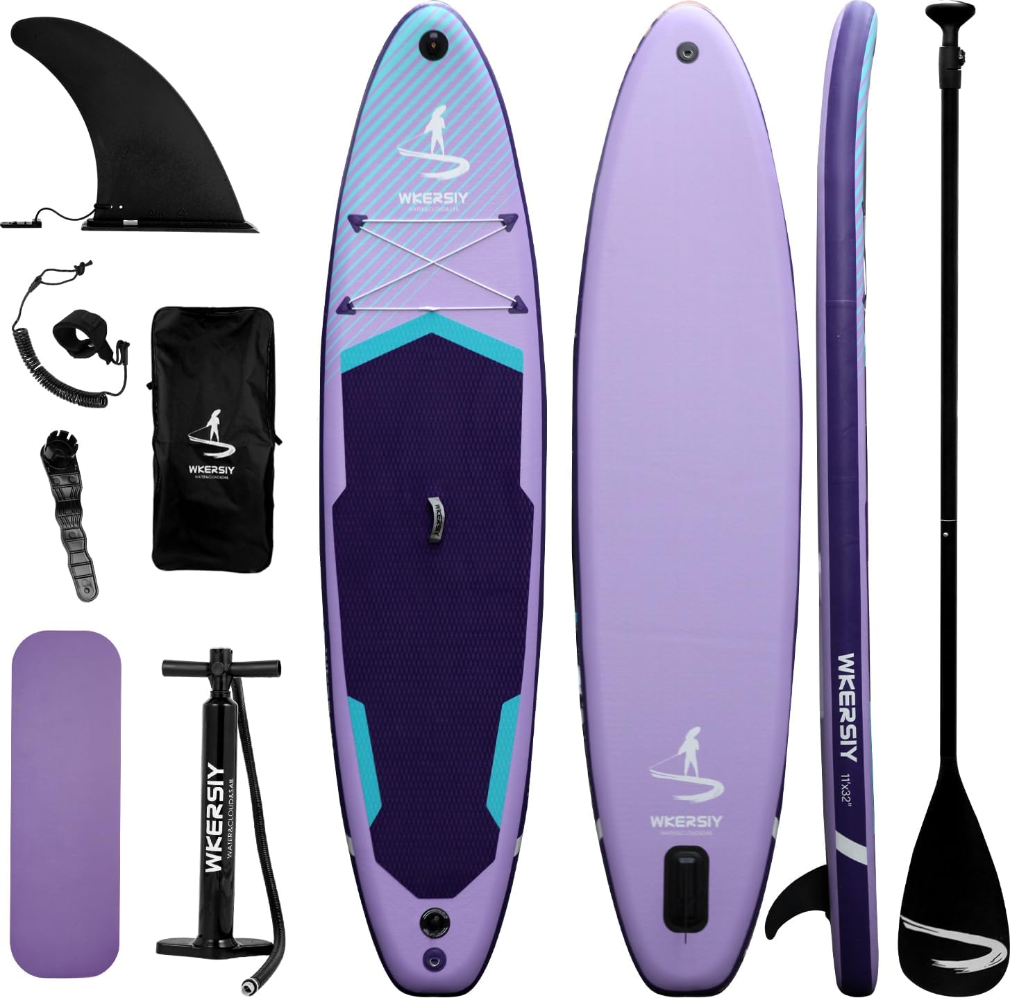 11'32'6 Premium Inflatable Stand Up Paddle Boards with Durable SUP Paddle Board Accessories Wide Stable Design Includes Backpack Required Parts Non-Slip Comfort Deck for Youth & Adults