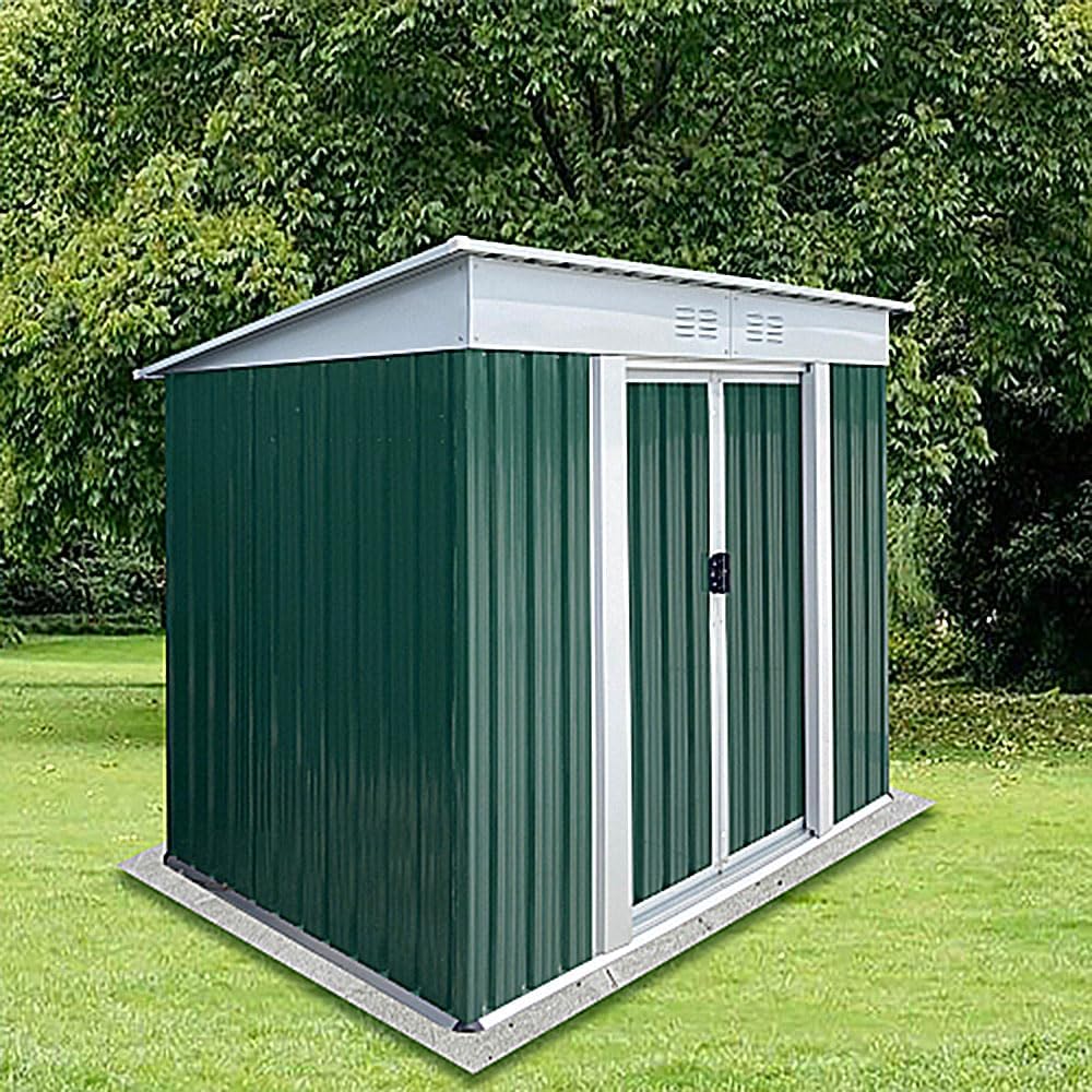 Outdoor Vertical Metal Storage Shed 5 x 3 Feet, Corrosion Resistant Steel with Sliding Door Suitable for Garden Bike, Tool Metal Storage Shed （Green）