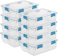 Sterilite 8-Pack Gasket Box, Weather-Resistant Storage Bins with Latching Lids, 37 Quart - Heavy-Duty Organizing Containers for Closet, Bathroom, and Office