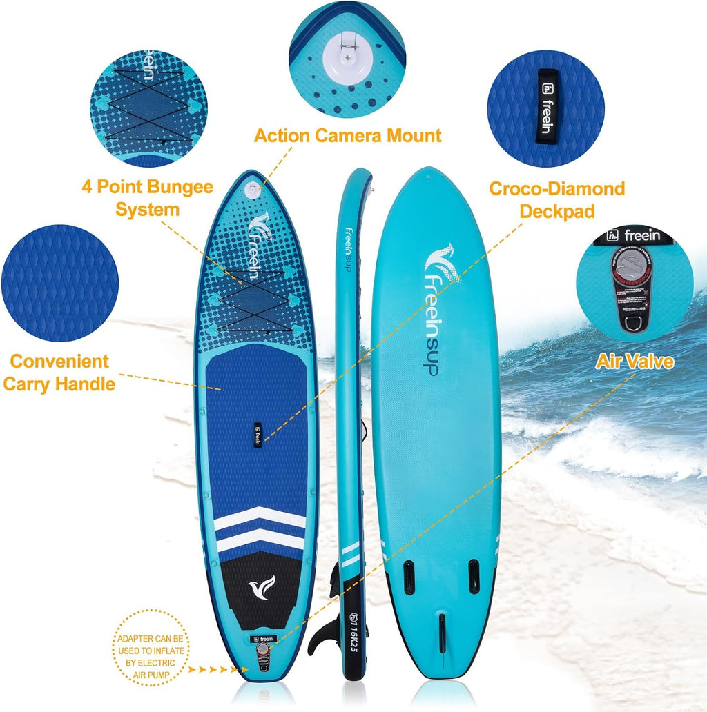 Freein SUP Inflatable Stand Up Paddle Board with Kayak Seat,Paddle Boards for Adults 10'/10'6'/11', Accessories sup Pump Adaptor,sup Kayak Paddle