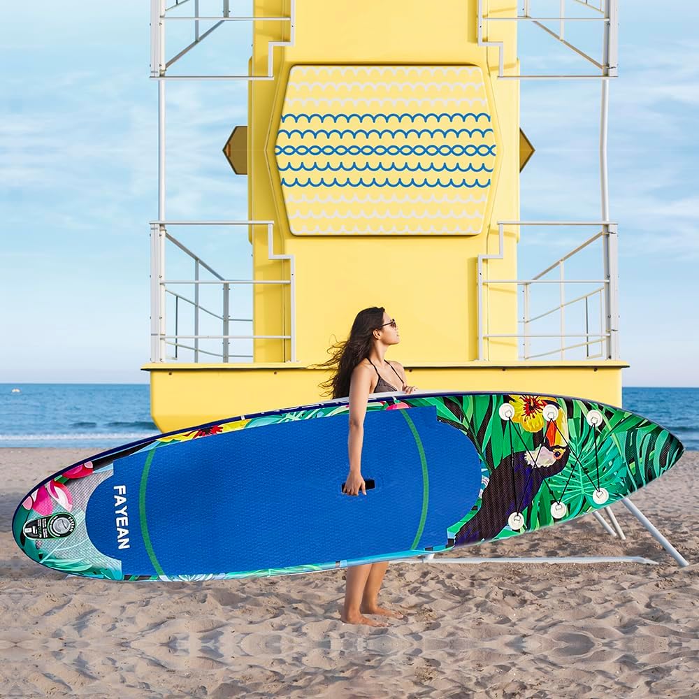 Inflatable Paddle Board,Extra Wide 10.6'/11' Stand Up Paddle Board with Sup Accessories,400lbs Capacity for Family with Safety Leash, All Skill Levels Sup for Yoga,Fishing,Surfing