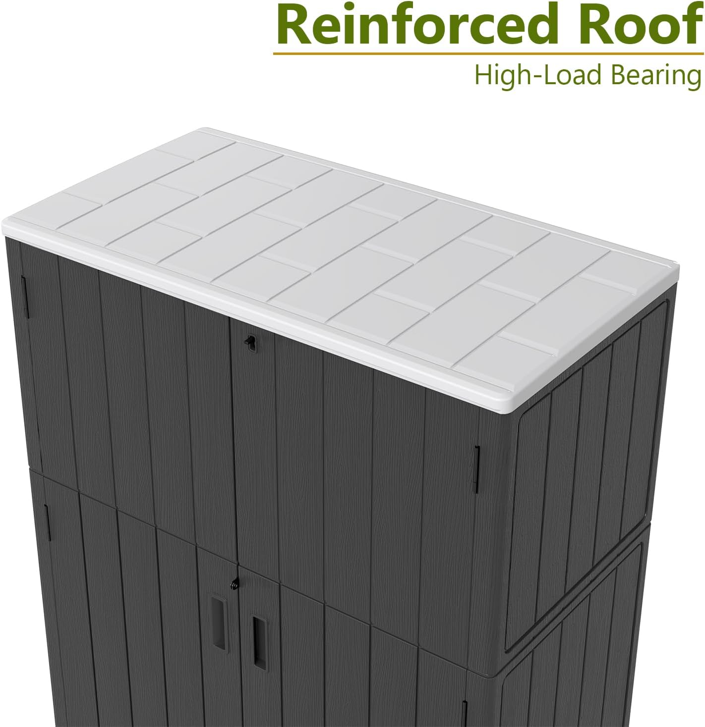 ZZM 57 Cu.ft Outdoor Storage Shed with Floor HDPE Double-Wall Resin Sheds Outdoor Storage, Lockable Weatherproof Storage Cabinet Fit for Garden Tools, Garage can, Bike, Patio Furniture, Black