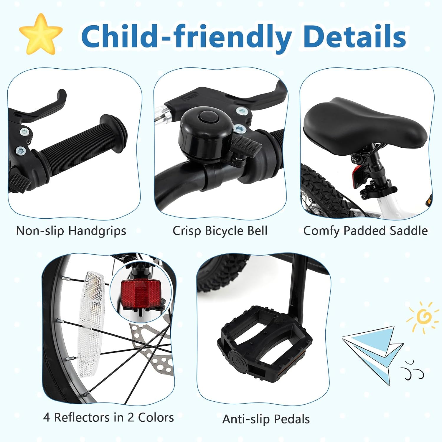 BABY JOY Kids Bike, 16' Magnesium Sporty Bicycle with Dual Disc Brakes, Removable Training Wheels, Body Suspension, Adjustable Handlebar & Saddle, Girls Boys Bike