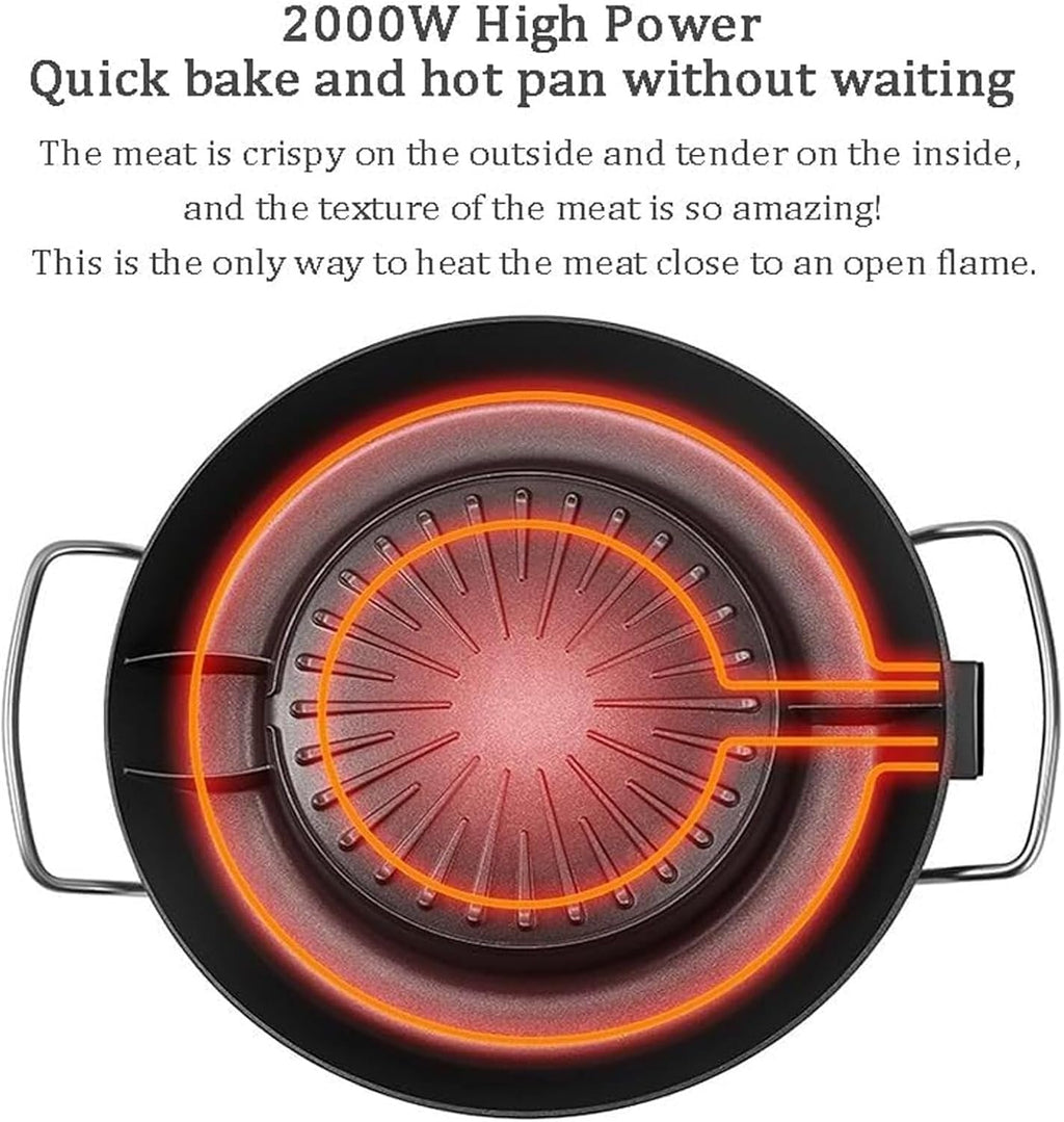 Electric Hot Pot & Grill Combo - Non-Stick Soup Pot & Korean BBQ for 2-4, Easy to Clean, Perfect for Family Gatherings, Medium Size Kitchen Essential