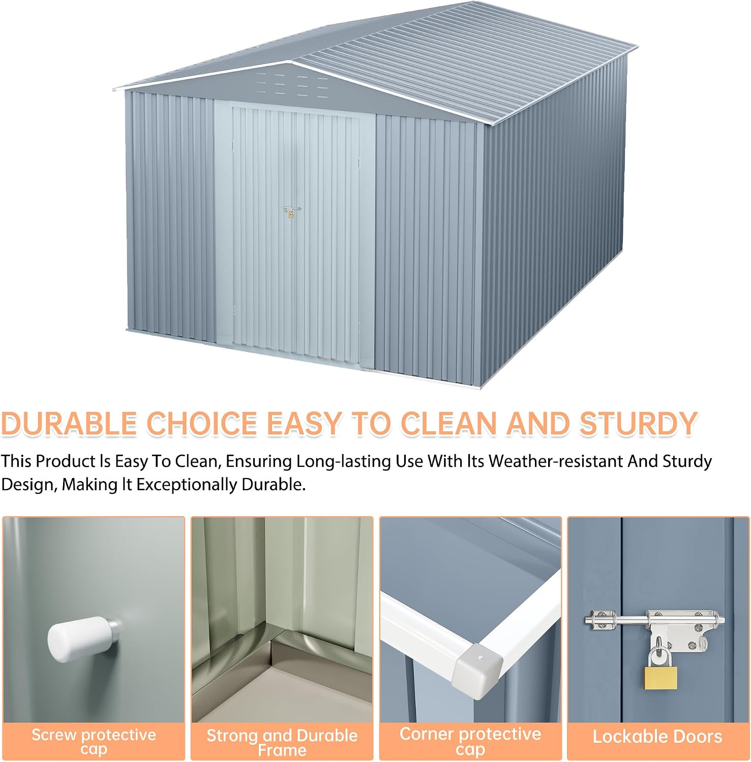 Large Metal Storage Shed, 8x12 FT Outside Storage Shed, Outdoor Storage Tool Shed with Lockable Doors and Air Vents, Garden Sheds for Backyard