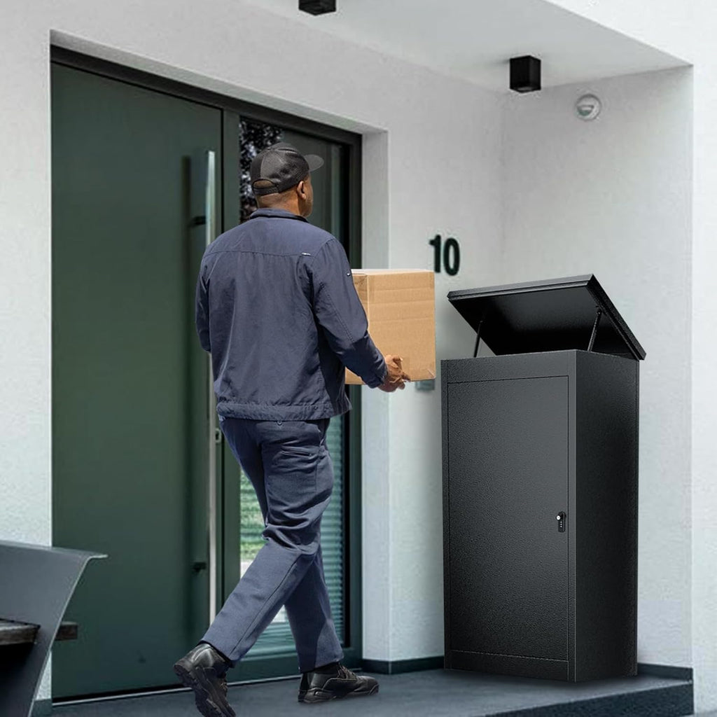 Package Delivery Boxes for Outside, Extra Large Parcel Drop Boxes with Secure Storage, Anti-Theft Galvanized Steel,Waterproof Package Delivery Box for Outdoor Porch (20.86''L x 16.53''W x 44''H)