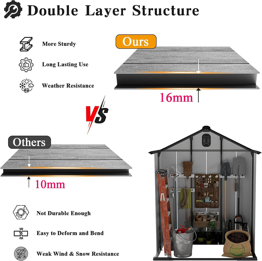 Domi 6x4FT Resin Outdoor Storage Shed with Lockable Door, Waterproof Outside Sheds with Windows & Vents, Heavy-Duty Plastic Tool Storage Shed for Patio Furniture, Lawn Mower, Bike