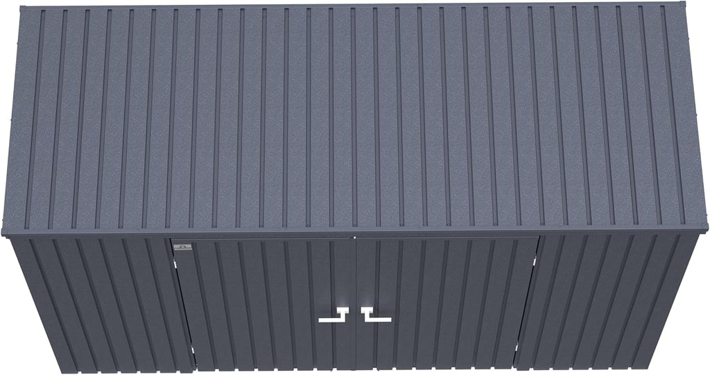 Arrow Shed Elite 10' x 4' Tall Outdoor Steel Storage Shed with High Gable and Lockable Doors Storage Building with Pent Roof, Anthracite