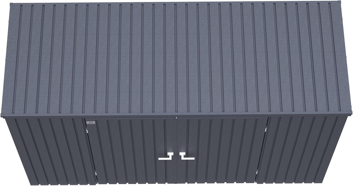 Arrow Shed Elite 10' x 4' Tall Outdoor Steel Storage Shed with High Gable and Lockable Doors Storage Building with Pent Roof, Anthracite