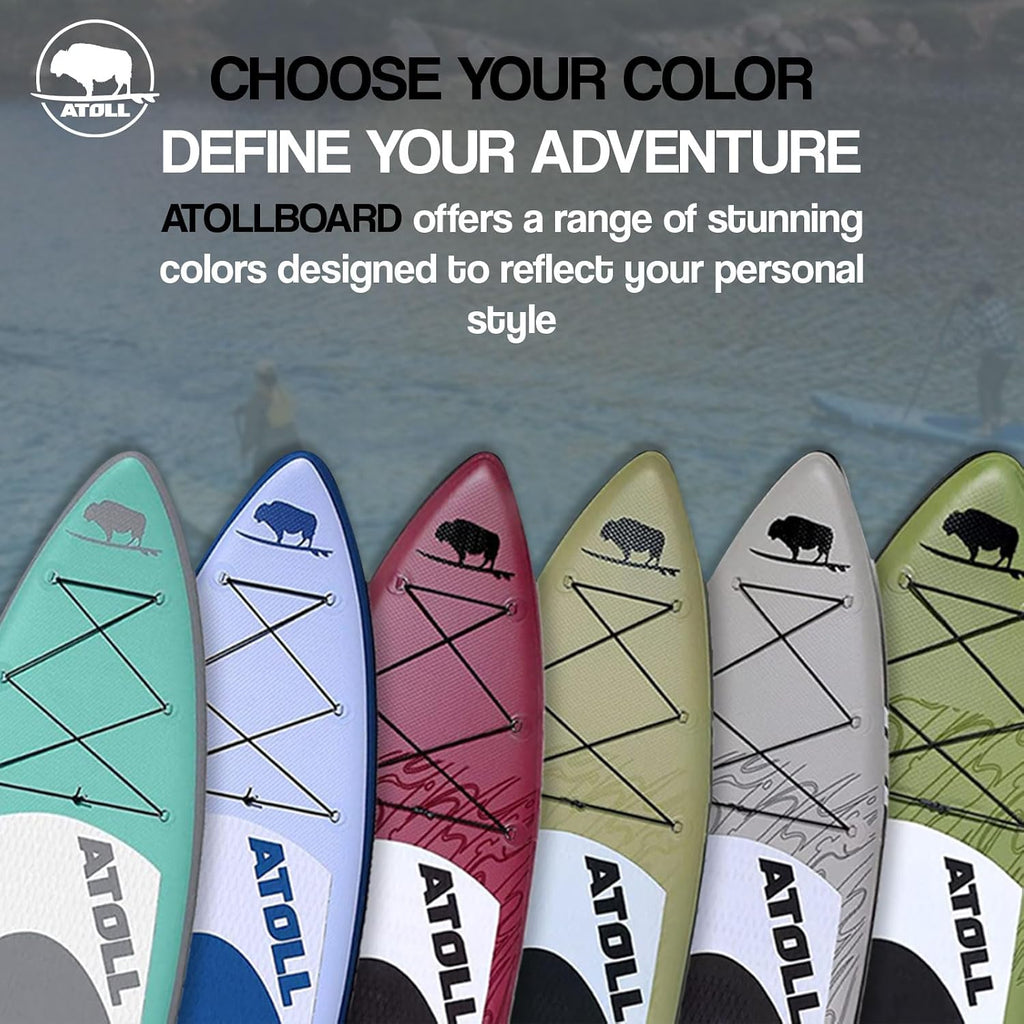 Atoll Inflatable Paddle Board with Premium SUP Stand Up Paddle Board Accessories & Back Pack, Non-Slip Comfort Deck for Unisex Adult