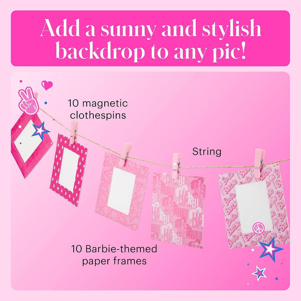 Kodak x Barbie Printomatic Full-Color Instant Print Digital Camera Barbie Gift Bundle (Iconic Style)+ Barbie Camera Case, Photo Album, Sticker & Hanging Frames, 50 Stickers + Zink Paper (20 Sheets)