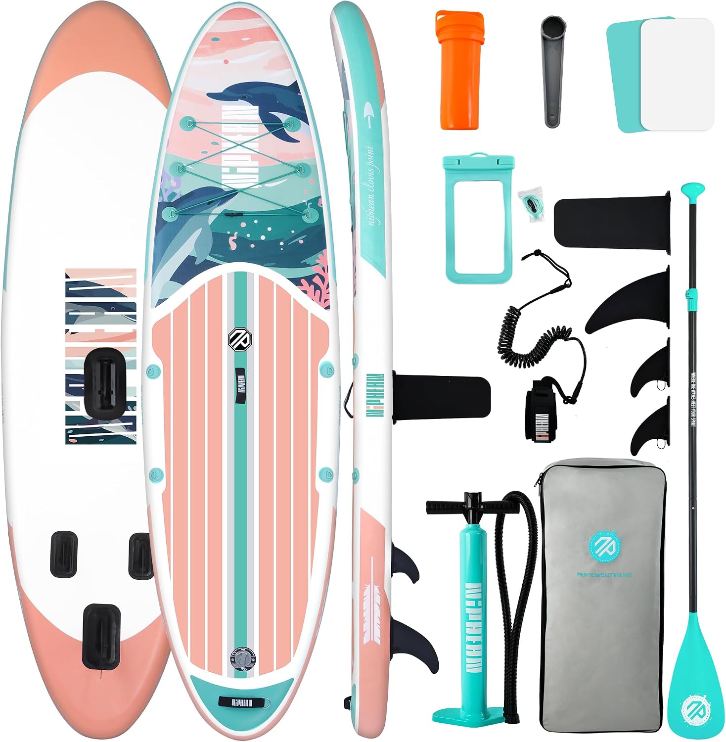 Niphean Inflatable Stand Up Paddle Board with SUP Accessories, Anti-Slip EVA Deck, 10'6'' Inflatable Paddle Boards for Adults & Youth of All Skill Levels