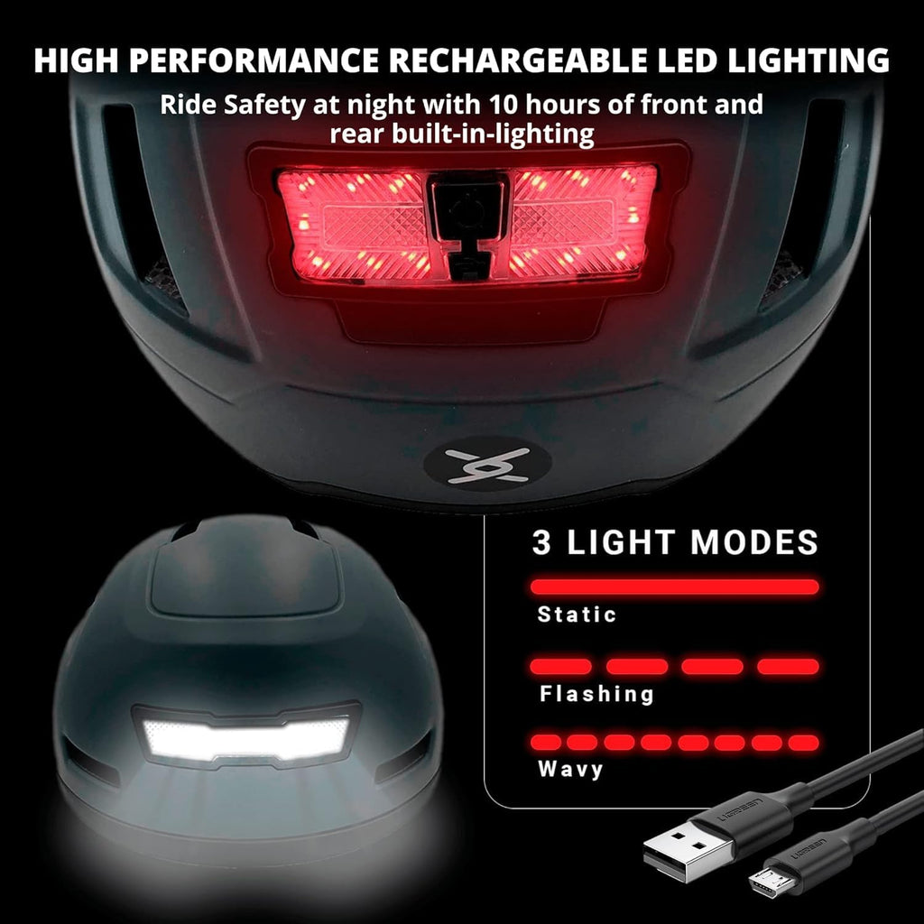 XNITO Kid Bike Helmets for Boys and Girls | Fit Head 51-54cm Circumference | CPSC & NTA-8776 Dual Certified | Multi-Sport Helmets with LED Lights, Magnetic Buckle, Detachable Visor