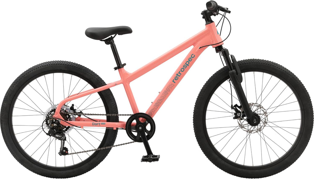 Retrospec Dart Plus 24-Inch Kids Bike, 7-Speed Aluminum Bicycle with Disc Brakes for Boys & Girls 8-11 Years Old, Lightweight Frame & Front Suspension