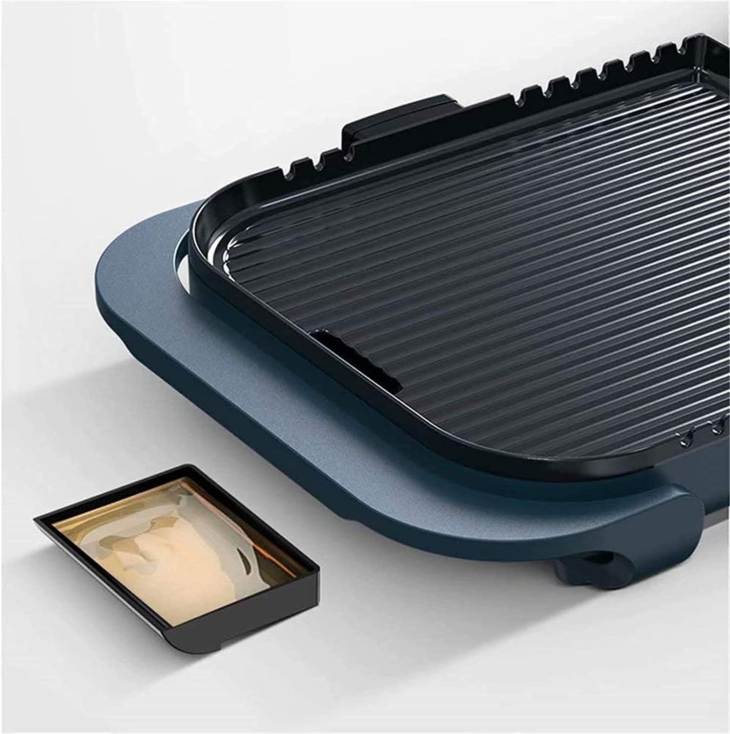Indoor Korean Barbecue Grill Hot Pot Double Pot Electric Grill Table Grill with Lid Barbecue Hot Pot - 2200W 2 Grid 2 Flavor Non-Stick Pan Large Capacity Barbecue Indoor,Green 2,50 * 30 * 11Cm,P
